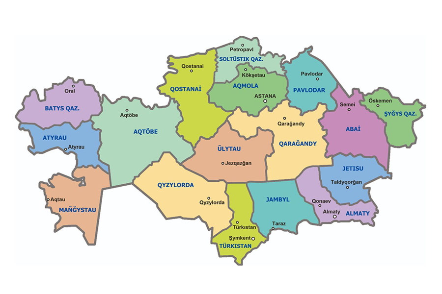 Карта сервисных центров Казахстана